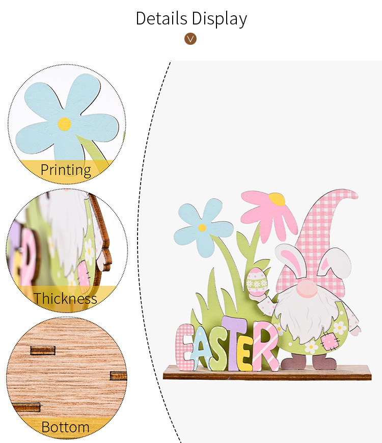 New cross-border Haobei Easter decorations, Easter wooden printed ornaments, Easter atmosphere setting pic 4