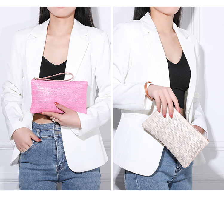 跨境风潮夏季新款女士草编包手拿包个性百搭大容量女士钱包超轻薄详情15