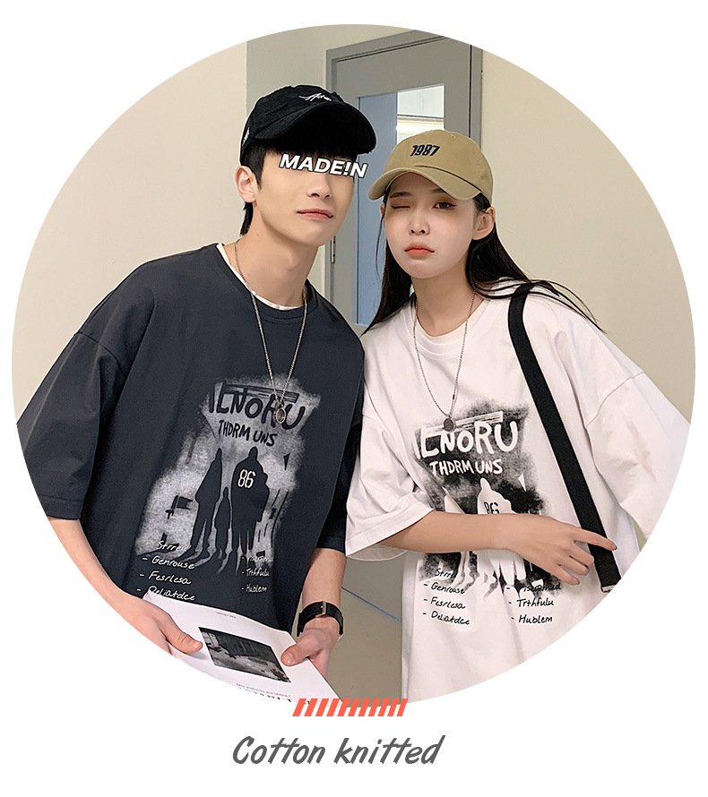 短袖t恤男夏季2025新款潮流半袖男款上衣宽松潮牌情侣五分袖衣服详情12