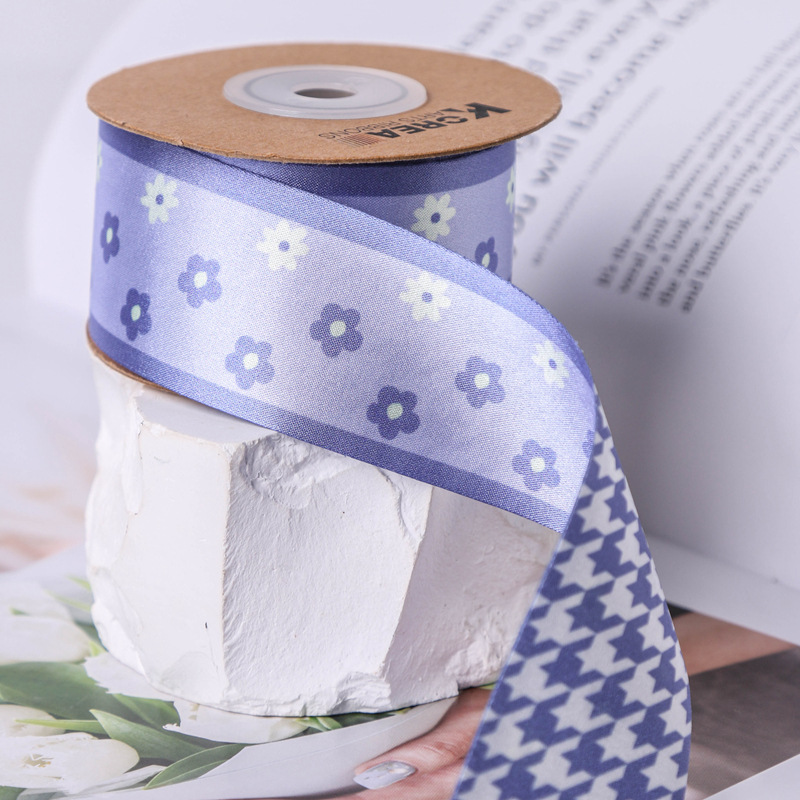 AB side small floral patterns, thousand bird patterns, printed webbing, flower gift packaging, DIY hair accessories, bow bag decoration pic 17