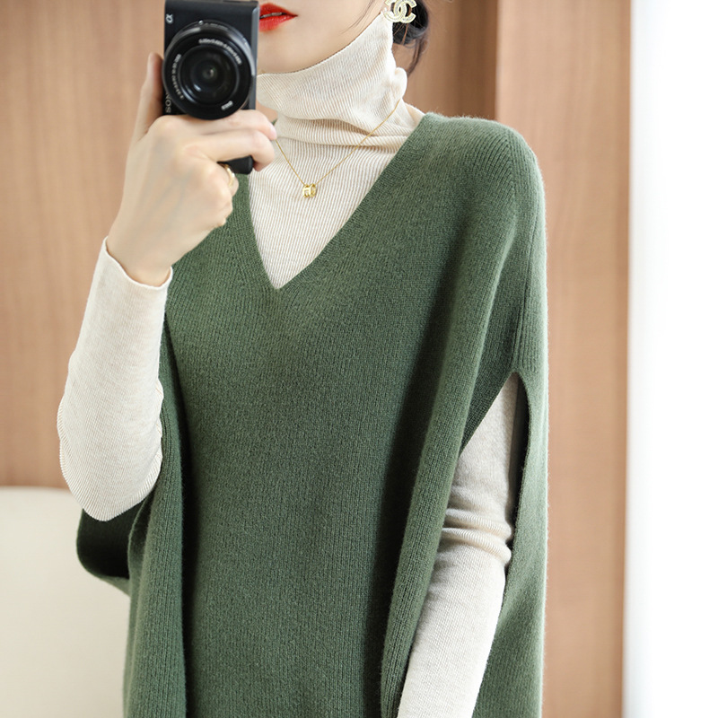 2022 spring/autumn new sweater women V-neck 蝙蝠衫 vest loose pullover knitted sweater trend pic 9