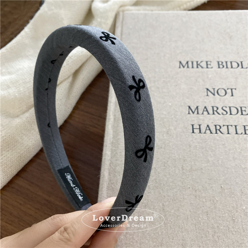 A new high-quality black polka dot heart-shaped bow headband from South Korea, sweet and fashionable headband, versatile hair accessory pic 50