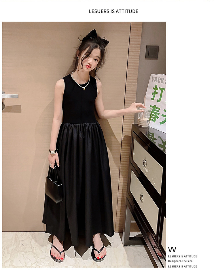 女童连衣裙夏装2023新款夏季儿童洋气公主裙网红中大童无袖长裙子详情12