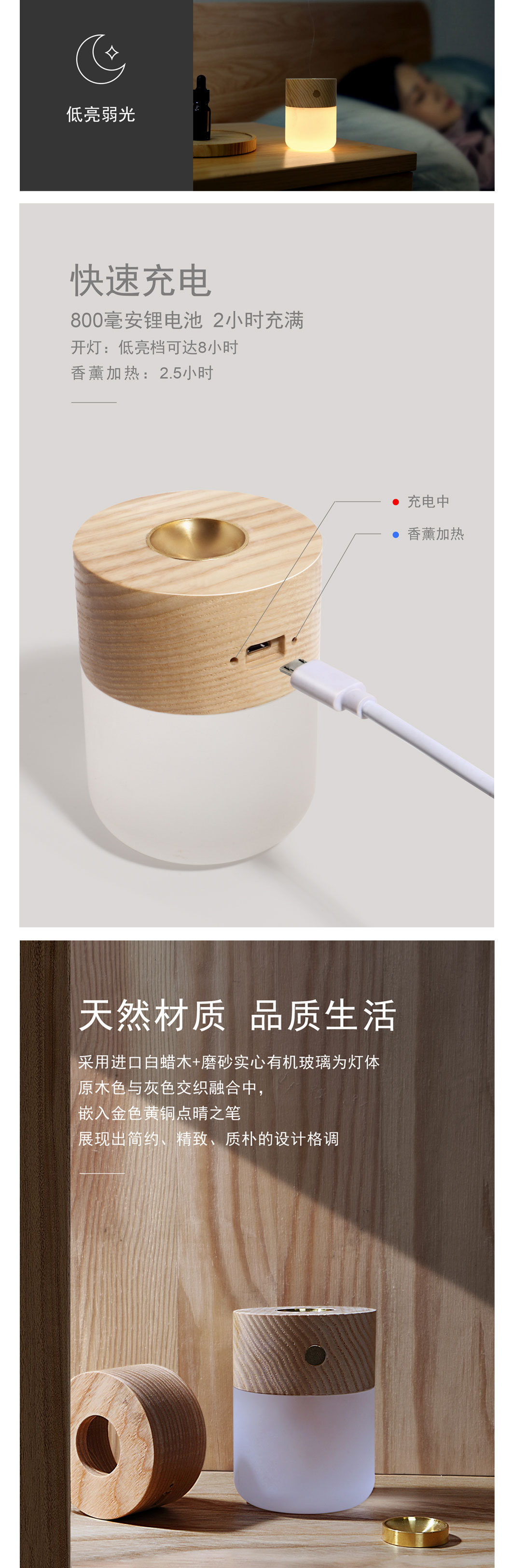 Great LED aromatherapy sleep lamp, cross-border export gift, smart wooden temperature-controlled, fashionable atmosphere home night light pic 6