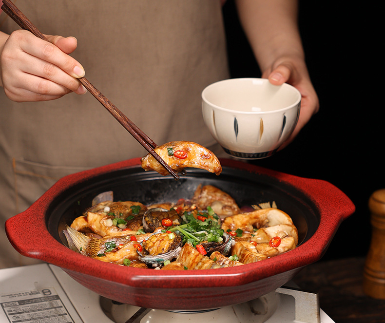 Tao Bao Wang Gem Pot, Chinese retro clay pot, household gas stew pot, pot clay pot, 1100℃ high-temperature resistant pic 10