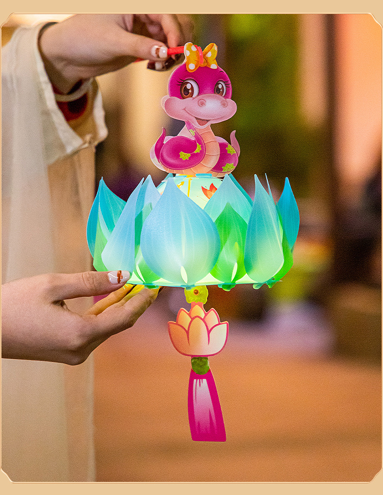 New Year Lantern 2025 New Style Snake Year Handmade diy Lantern Material Package, hand-held lotus lantern for kindergarten children pic 9