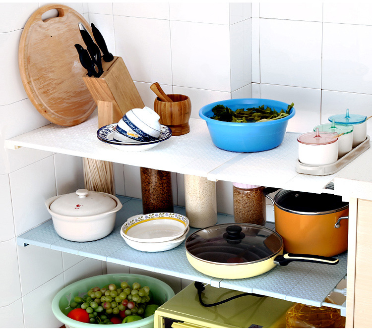 Wardrobe storage, layered partition cabinet, nail-free storage rack, kitchen cabinet, bathroom partition layer rack, dormitory telescopic organization rack pic 24