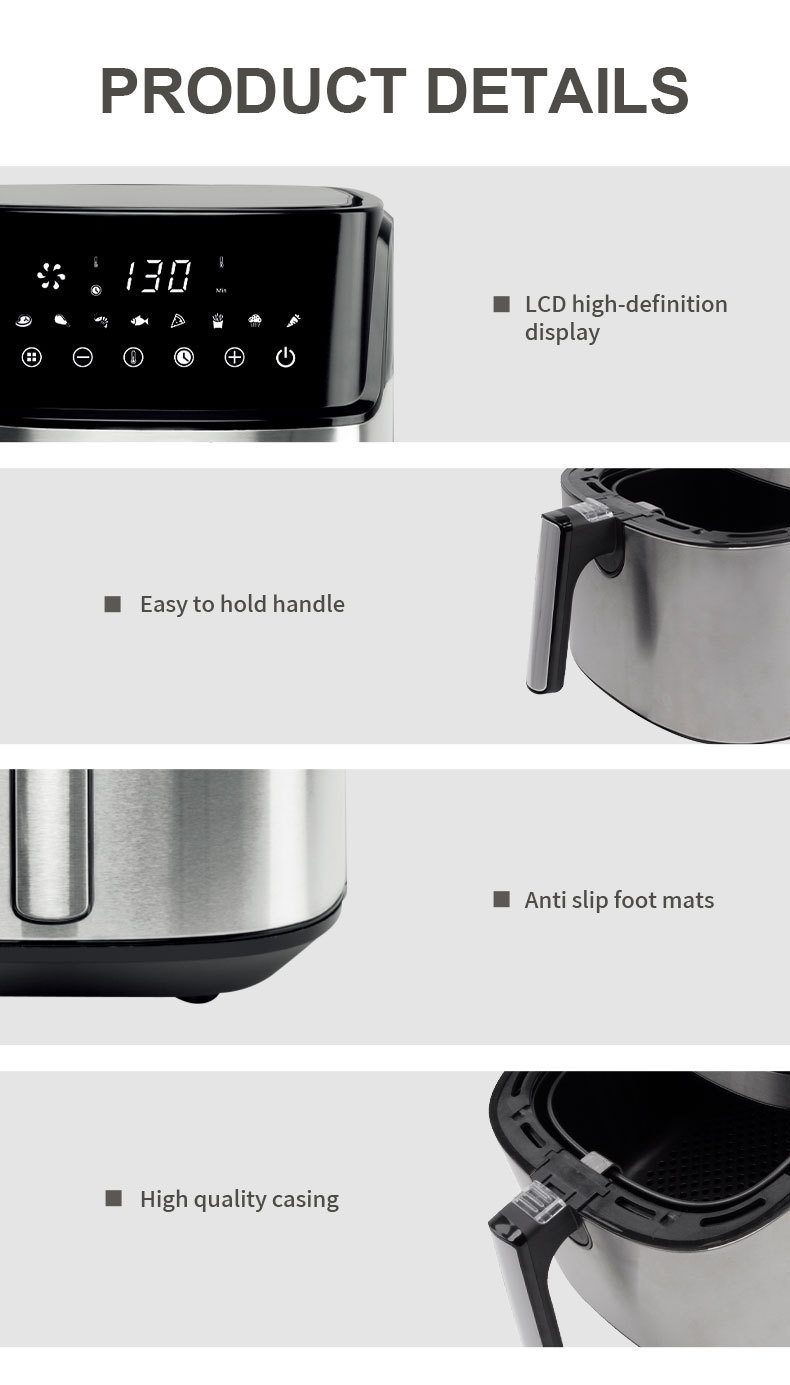 Household air fryer, electric fryer, 8L cross-border export capacity, healthy fryer, stainless steel, WiFi-connected fryer pic 8