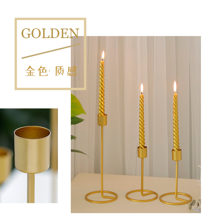 北欧铁艺烛台摆件金色蜡烛台欧式餐桌装饰品结婚礼物烛光晚餐道具详情18
