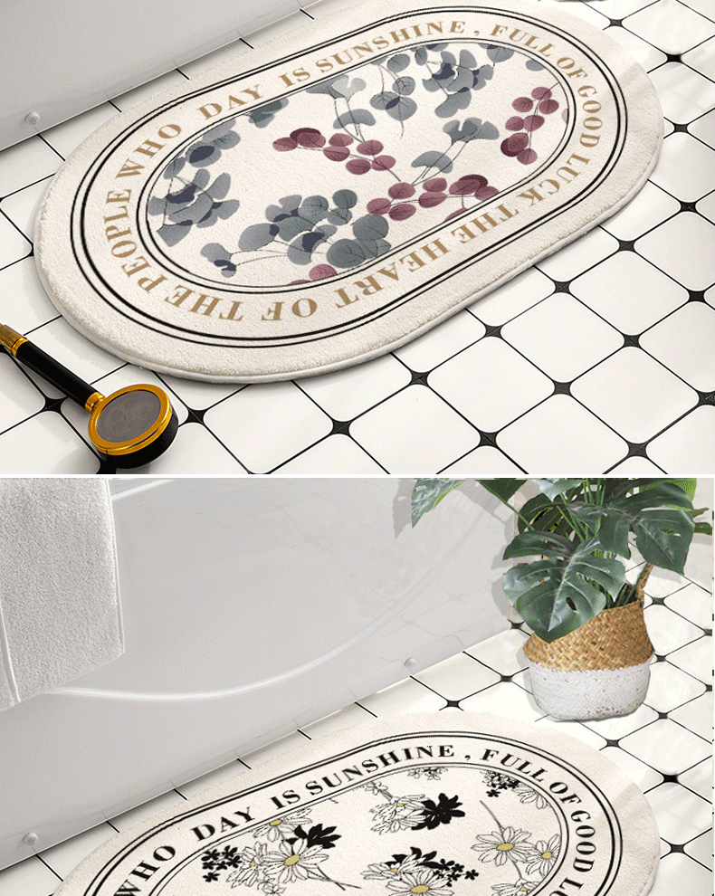 Fabricante una pieza de reemplazo de pelo oval imitación de cachemira baño antideslizante alfombrilla de baño alfombrilla de puerta absorbente alfombrilla de piso de inicio para el hogar pic 2