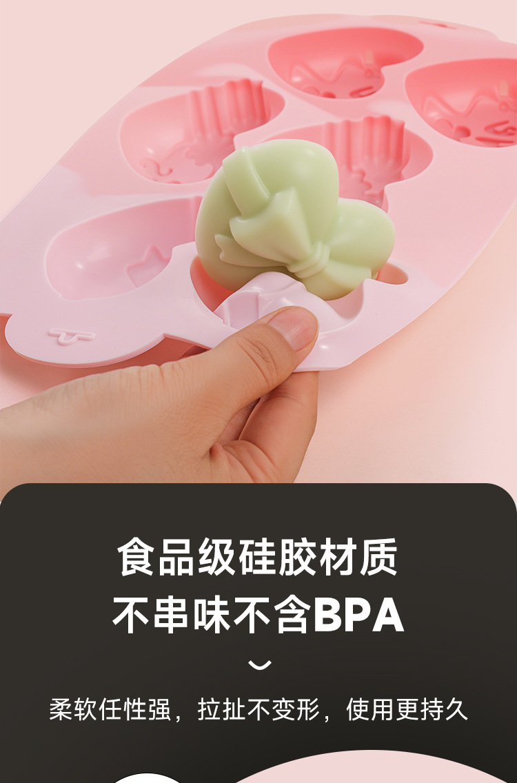 新款马卡龙色爱心烘焙巧克力慕斯硅胶模具食品级易脱模巧克力模具详情5