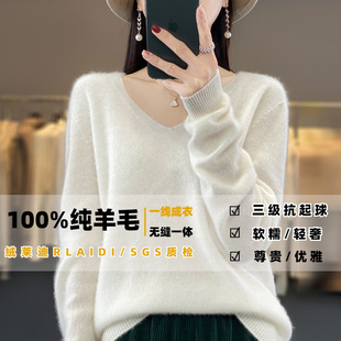 2023早秋宽松V领羊毛针织无袖背心韩版纯色减龄休闲女式马甲上装详情14