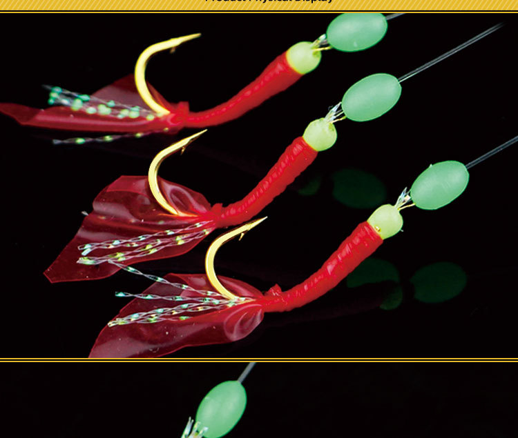 Red rubber hook, rubber hook, Golden ball World bionic string hook, small string hook, upward-mouthed special fish skin hook, fishing gear, fish hook wholesale pic 21