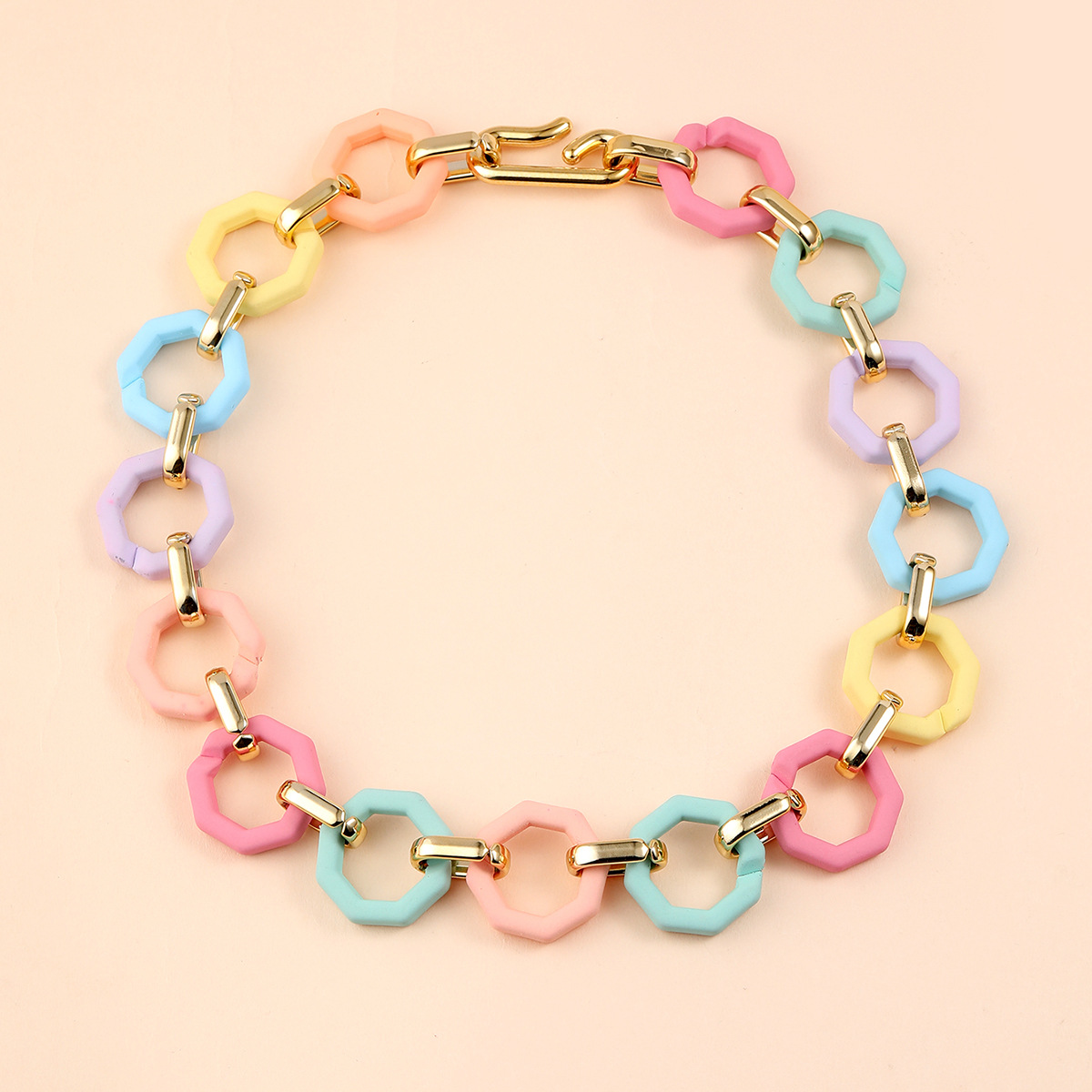 Cross-border source fashion necklace, hip-hop European and American popular street style acrylic rubber matte touch paint necklace pic 2