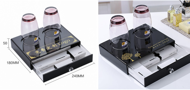 酒店牙具盒亚克力宾馆洗漱用品盒客房耗品纸巾盒托盘遥控盒收纳盒详情15