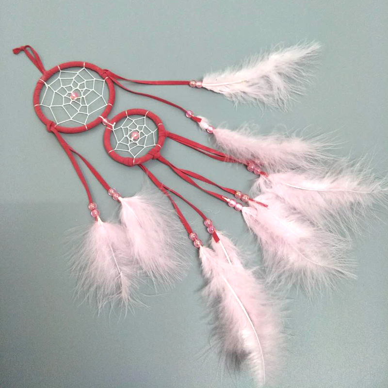 Factory wholesale pink double-disc dreamcatcher nets, home decoration dreamcatcher net pendants, creative wind chimes, dreamcatcher nets pic 9