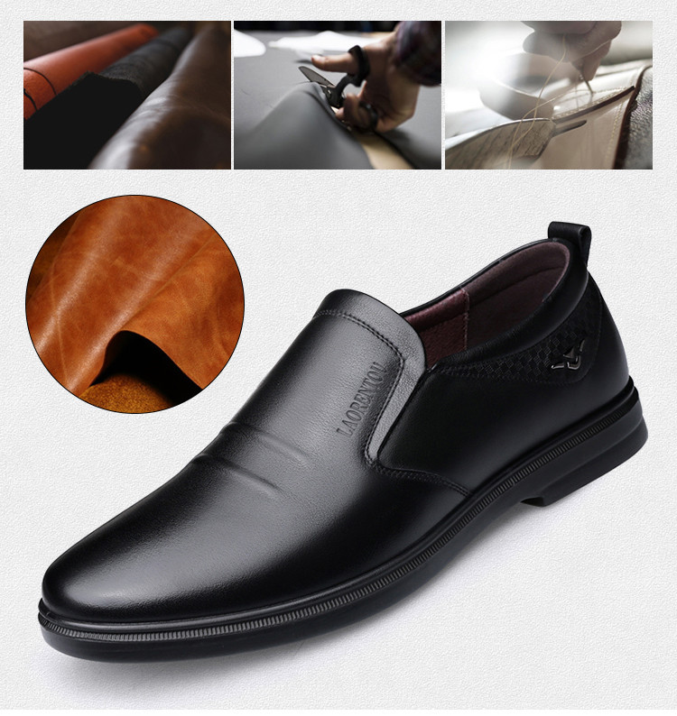 Elderly head leather shoes for men 2024 Spring and Autumn Factory soft-soled shoes for men with hollowed-out lazy shoes for men casual single shoes 117072 pic 14