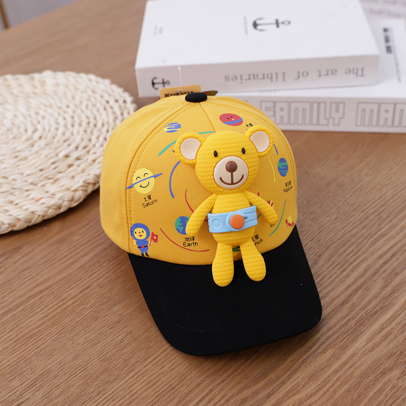 Korea cute bear kids baseball cap primavera nuevo estilo desmontable oso bebé sombra dutch tong cap wholesale tide pic 11