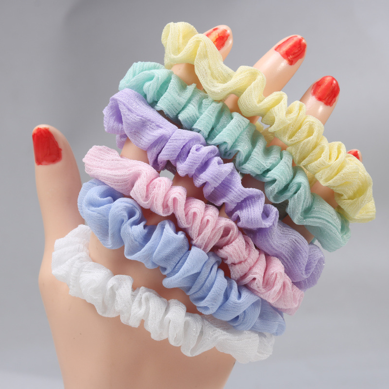 Wholesale of sweet and refreshing candy-colored small intestine hair bands, hair ties, and leather bands in Korean style pic 5