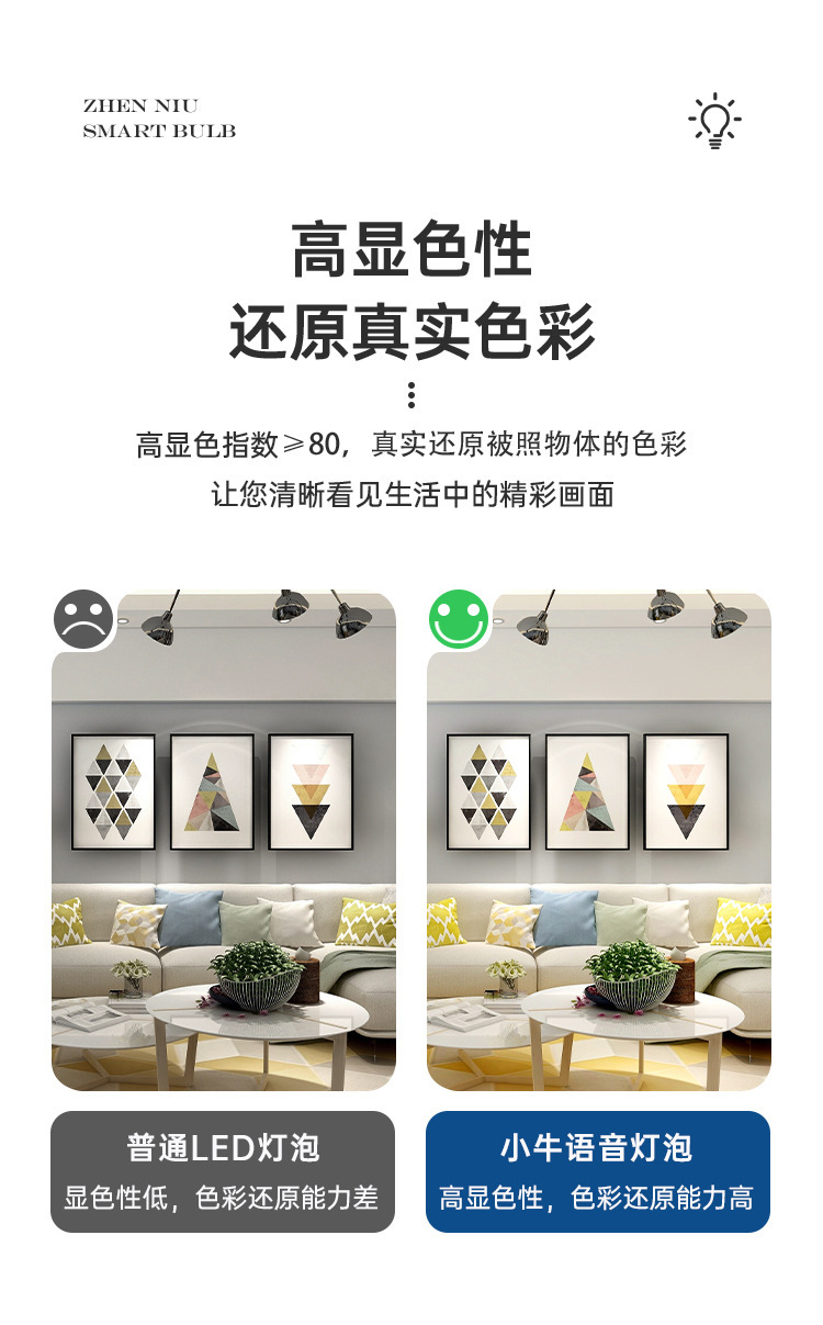 新款小牛led语音灯泡 家用智能口令控制开关灯 楼道节能led球泡灯详情24