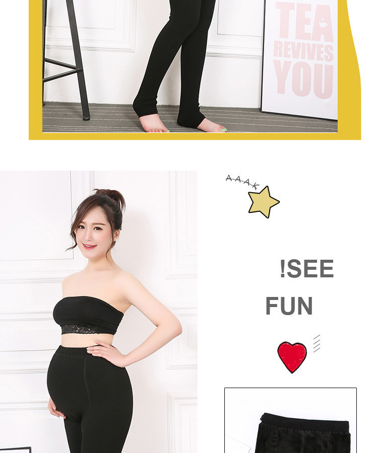 530g maternity pants for autumn and winter, with added fleece and thickened seven-color cotton pantyhose, adjustable belly support, and for outerwear as a warm base for women pic 12