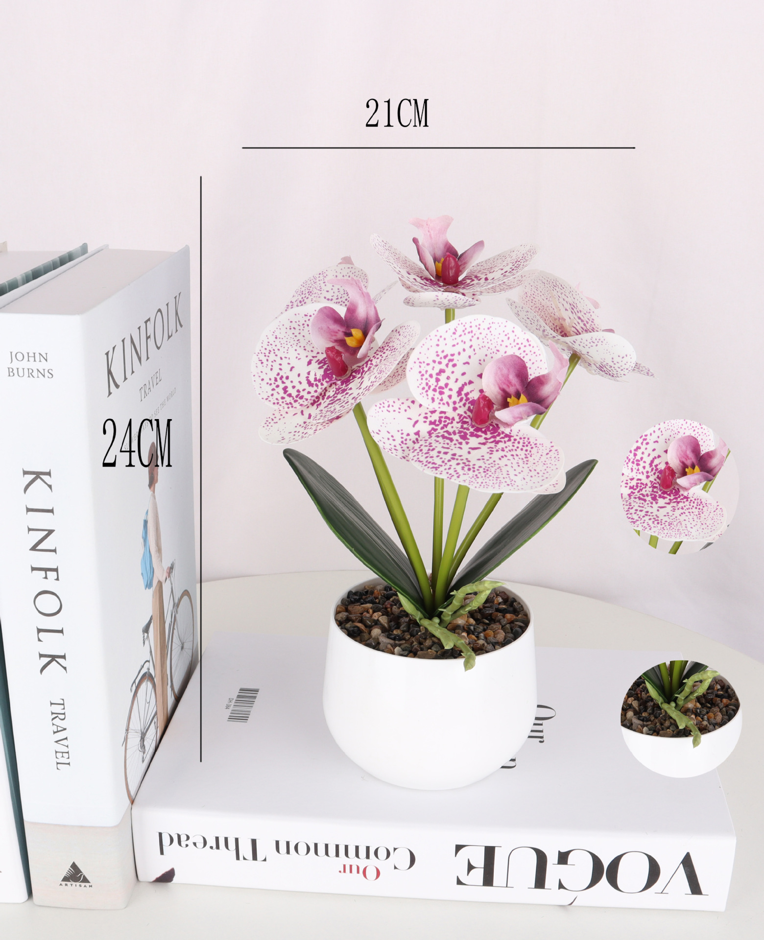 Simulated Phalaenopsis 5-fork 5-head potted plant/simulated bonsai/simulated flower creative indoor small ornaments/Amazon factory pic 3