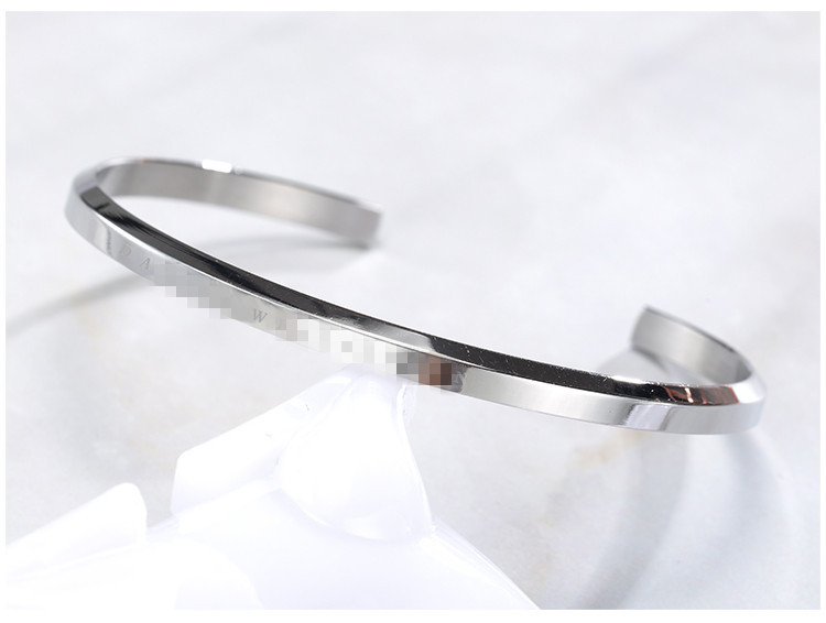 Wholesale live-streaming supply of DW-style simple titanium steel bracelet C-shaped open beveled bracelet from the source factory pic 10