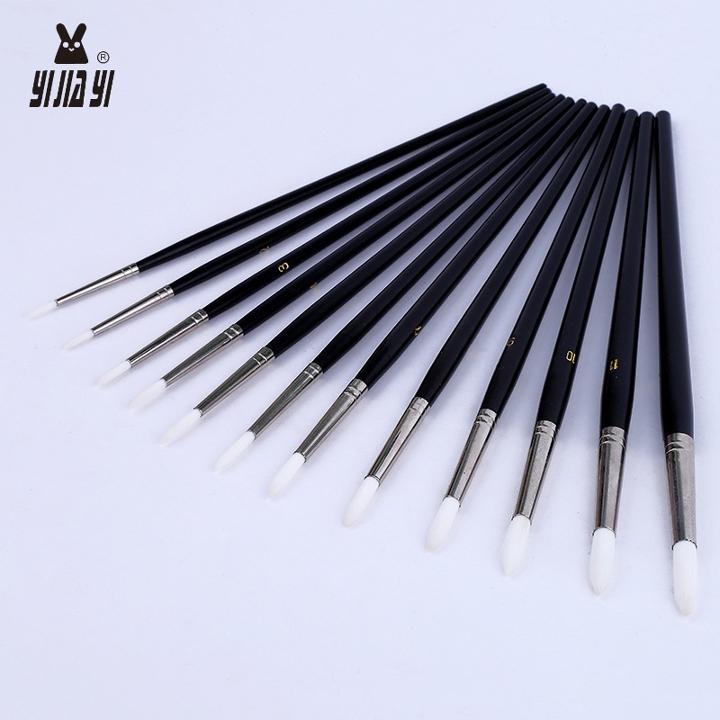 12 bamboo handle nylon bristle colored oil paint pointed brushes are selling well in wholesale trade from the manufacturer pic 8
