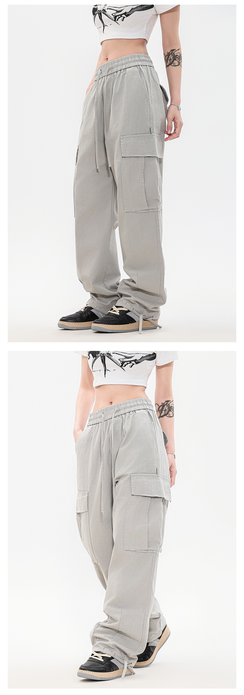 OREETA丨vintage直筒工装裤女可调节日系工装裤潮牌阔腿工装裤男详情26