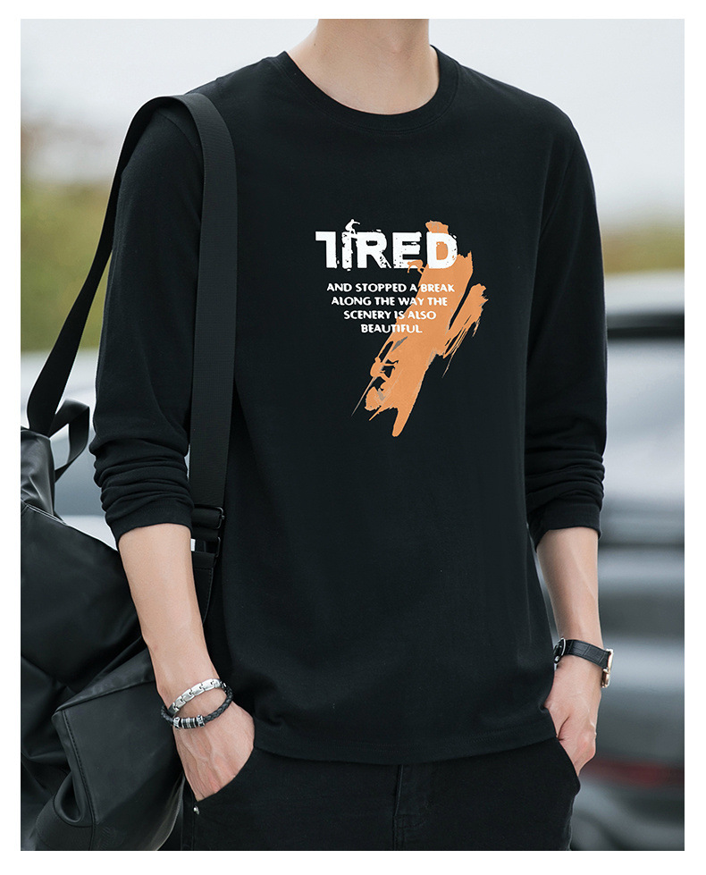 新款春秋季男士长袖t恤男潮牌棉体恤男T宽松薄款卫衣上衣服男装潮详情11