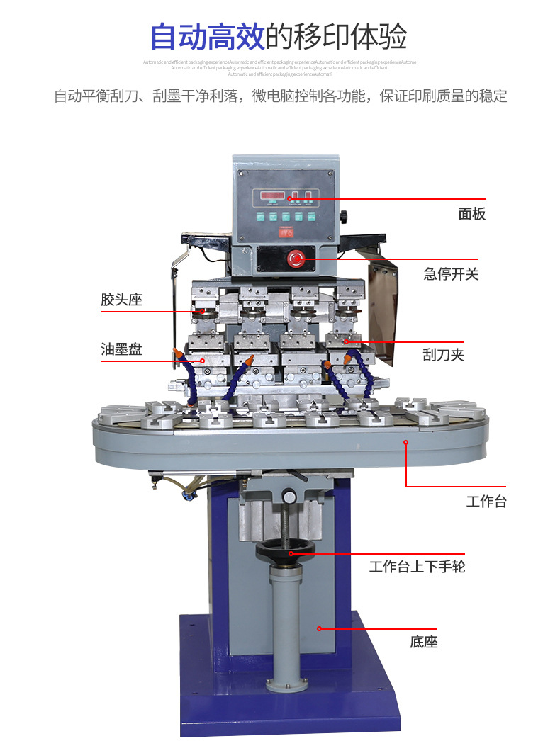 Zhongyong SYZ-150-4 four-color pneumatic pad printing machine, coding machine, ink pattern printing machine, rotary pad printing machine pic 5