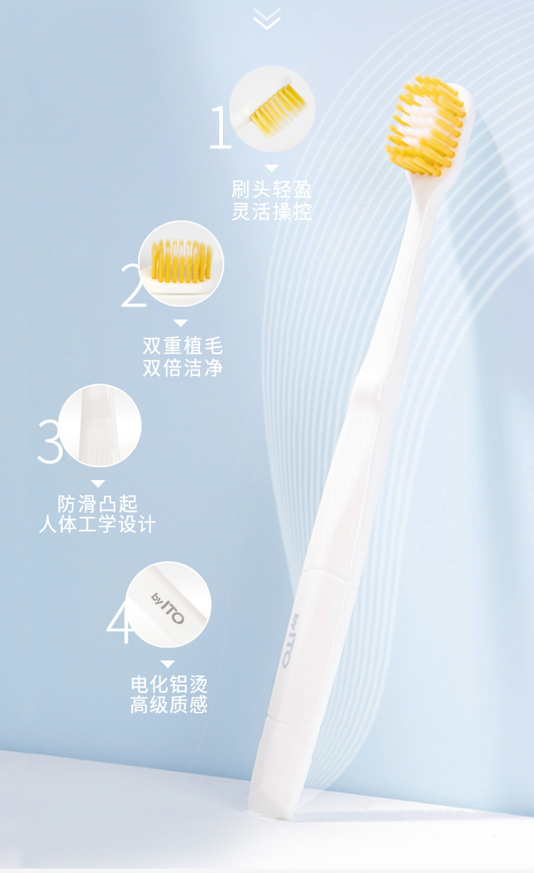日本ito牙刷手动软毛高密度细微清洁宽头刷毛情侣男女家庭装批发详情6