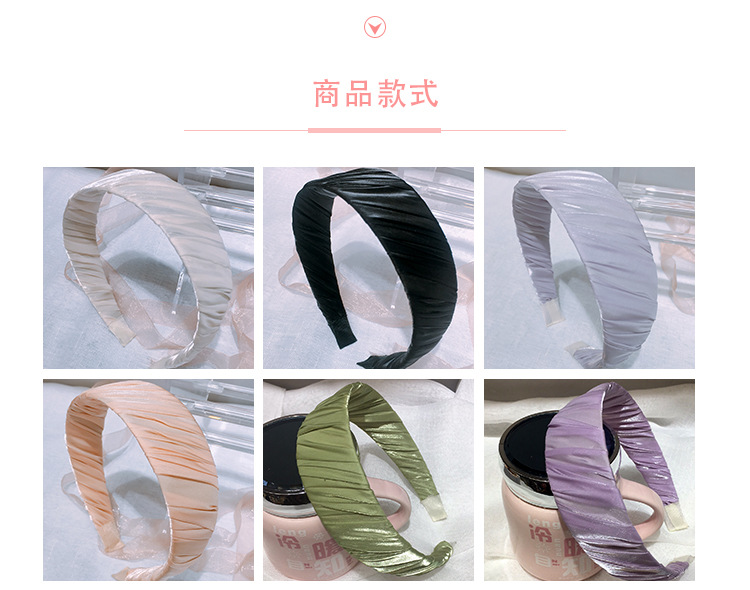 Summer Korean style wide-edge smooth plate twisted fabric hair band, pleated sweet hair accessory, hair band with style, Korean style versatile hair accessory wholesale pic 2