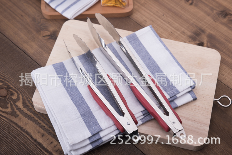 Food tongs, stainless steel barbecue tongs, buffet kitchen heat-resistant bread tongs, hotel steak tongs, grilled meat food tongs pic 13