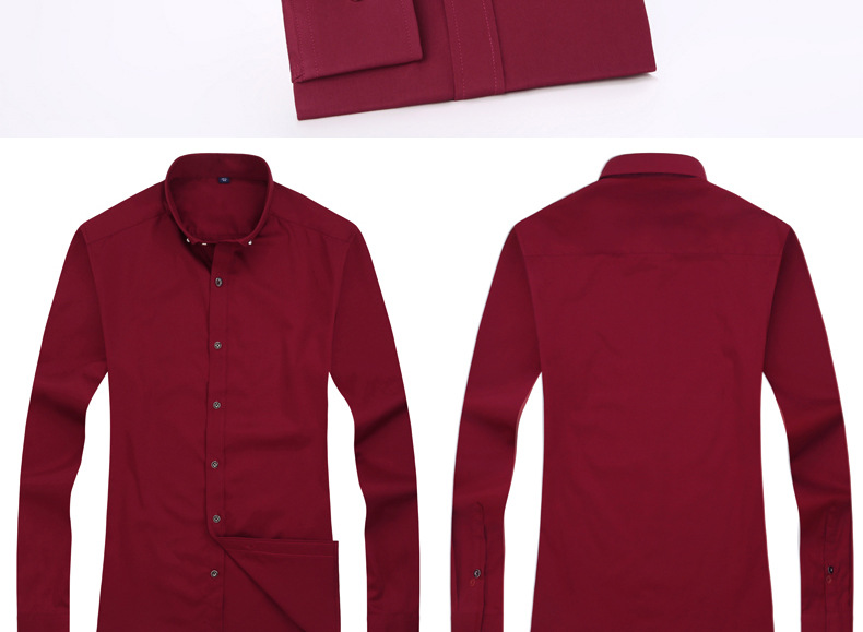 绣标夏季薄款弹力【高棉贡缎】钻扣商务男装时尚休闲男式长袖详情16