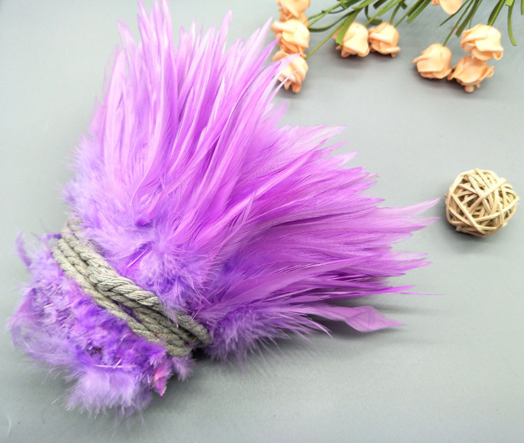 Dyed chicken feathers 4-6, white pointed, colored feather ornaments, corsages, headwear, hat flowers, dream catchers, cat teasing sticks materials pic 29