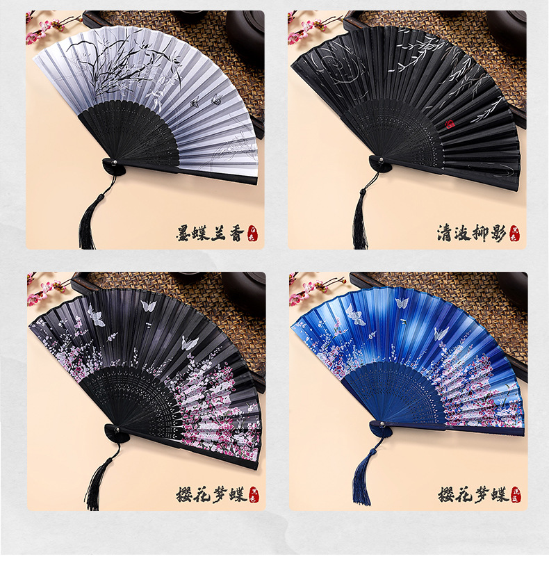 古风扇子折扇中国风汉服旗袍男女舞蹈夏季随身便携折叠流苏小巧扇详情12