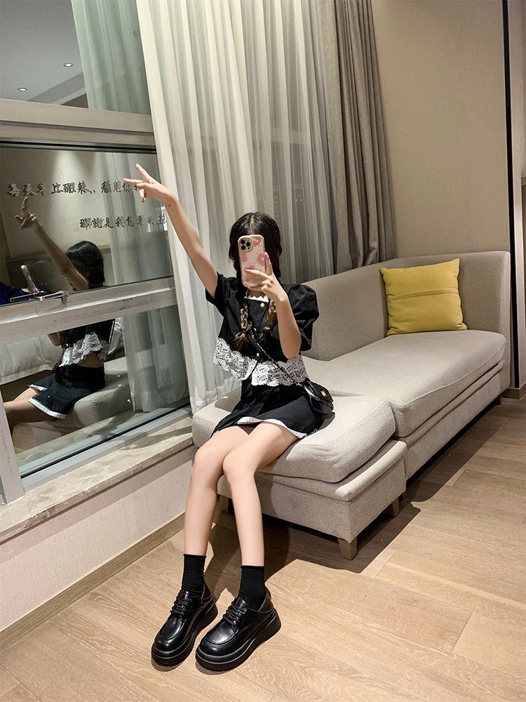 韩版简约休闲乐福鞋女2022秋季新款英伦风厚底单鞋时尚系带小皮鞋详情38