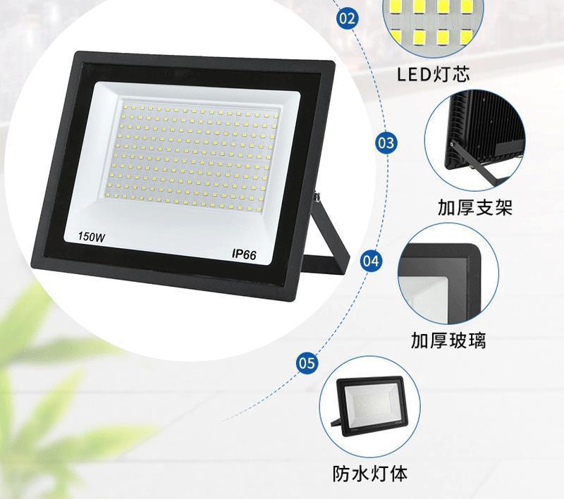 工厂直销批发LED投光灯投射灯广告灯球场灯庭院方形户外防水IP66详情7