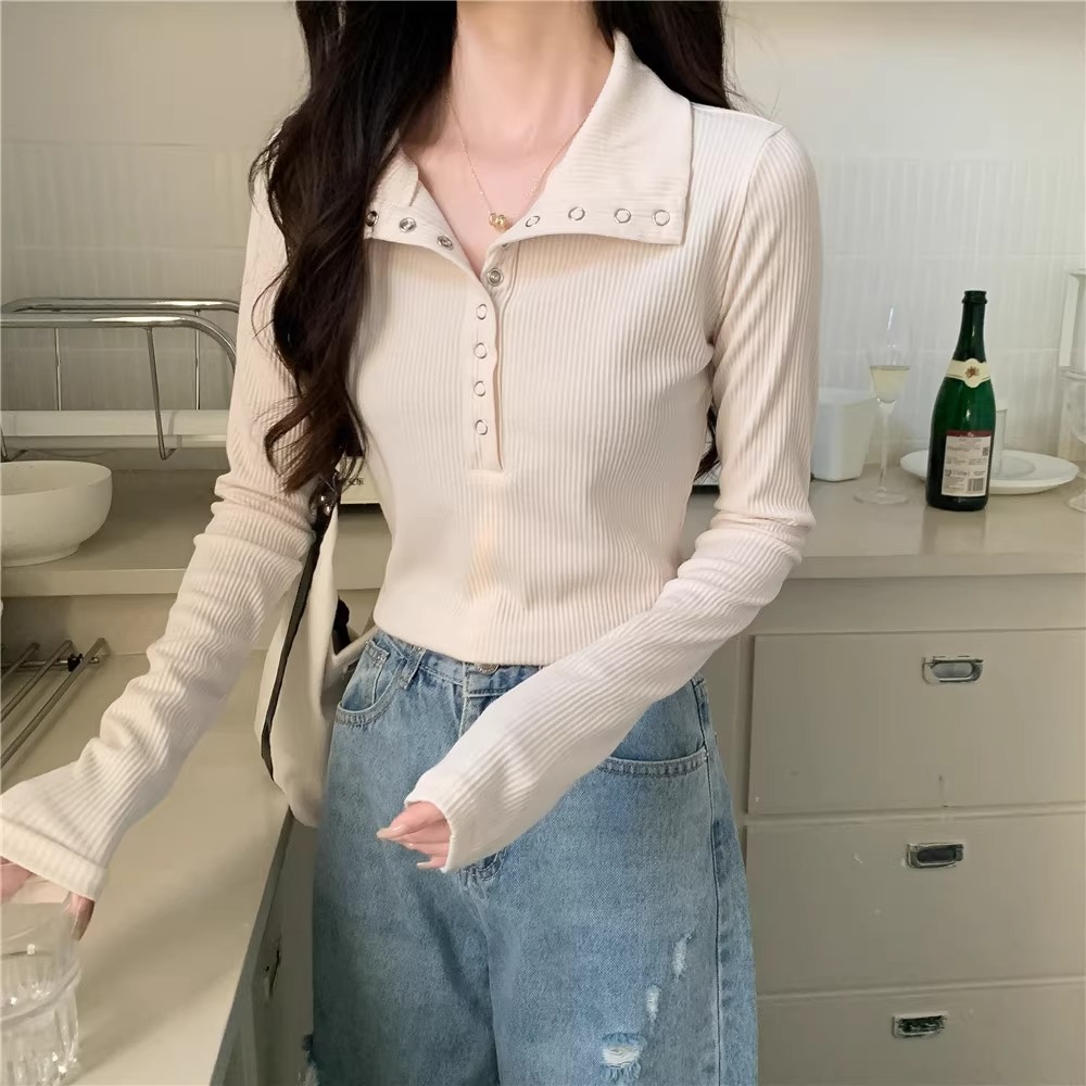 大码微胖正肩显瘦T恤女秋季设计感辣妹修身长袖内搭打底衫上衣潮详情13