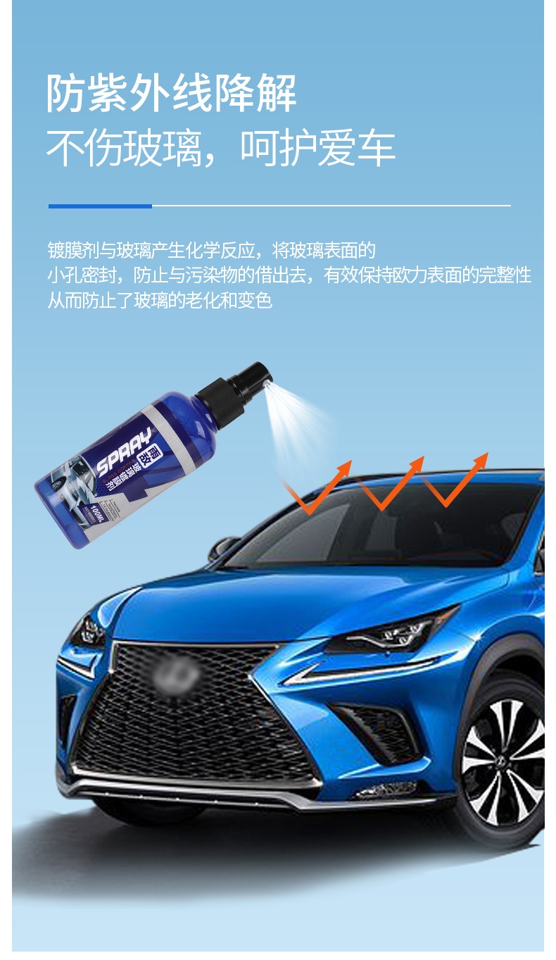 汽车防雨防雾剂 车用玻璃镀膜剂 车载后视镜除雾除水珠玻璃清洁剂详情10