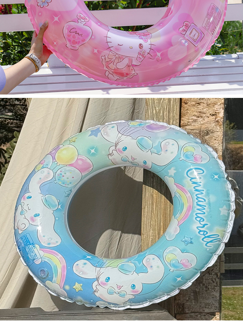 Sanrio printed swimming rings, thickened eco-friendly material, Kulomi children KT cat armpit rings, large-eared dog swimming rings in stock pic 18