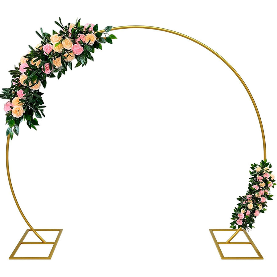 New wedding ironwork arch prop, circular double-pole flower door, exterior lawn arc, wedding stage background decoration pic 1