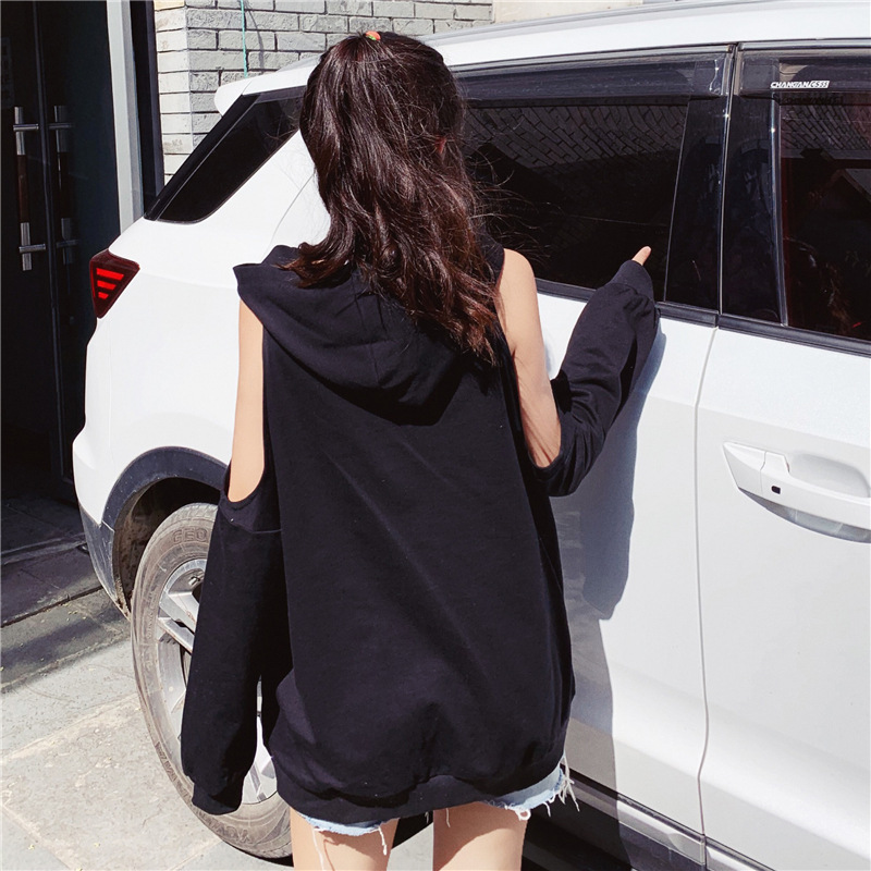 Autumn long off-the-shoulder vetiver hoodie for women, a new, laid-back and stylish loose hooded jacket pic 26