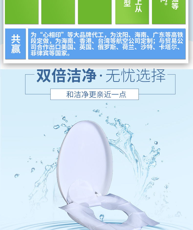 We can design disposable toilet seat covers, water-soluble toilet seat covers, anti-fouling and antibacterial toilet paper in 10-piece packs for export pic 9