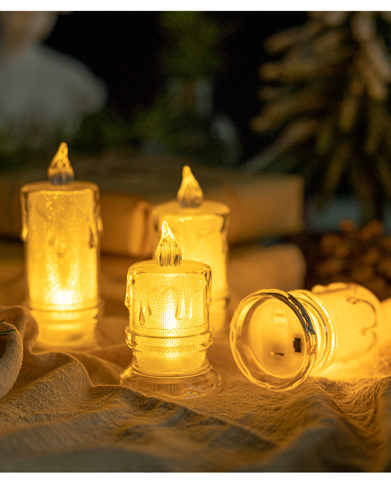 Electronic candles, LED crystal luminous candle lamps, simulated fake candles, proposal and birthday decoration, transparent tear candles pic 5