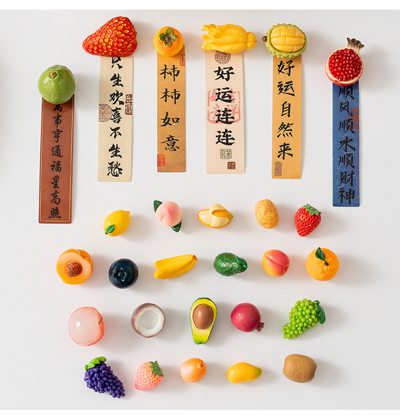Creative simulation fruit refrigerator stickers, food toys, three-dimensional diy mini resin magnetic stickers, home and kitchen magnetic decoration pic 21