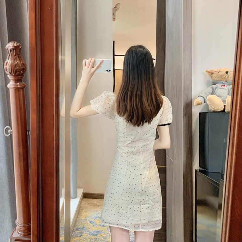 法式波点改良旗袍连衣裙洋气减龄高腰显瘦设计感可盐可甜裙子夏季详情11
