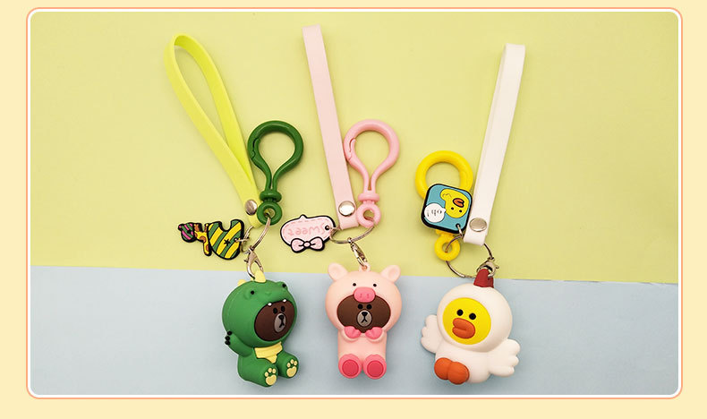 Cartoon jungle Bear series keychains, cute Korean Instagram car key chains, creative bag pendants pic 7