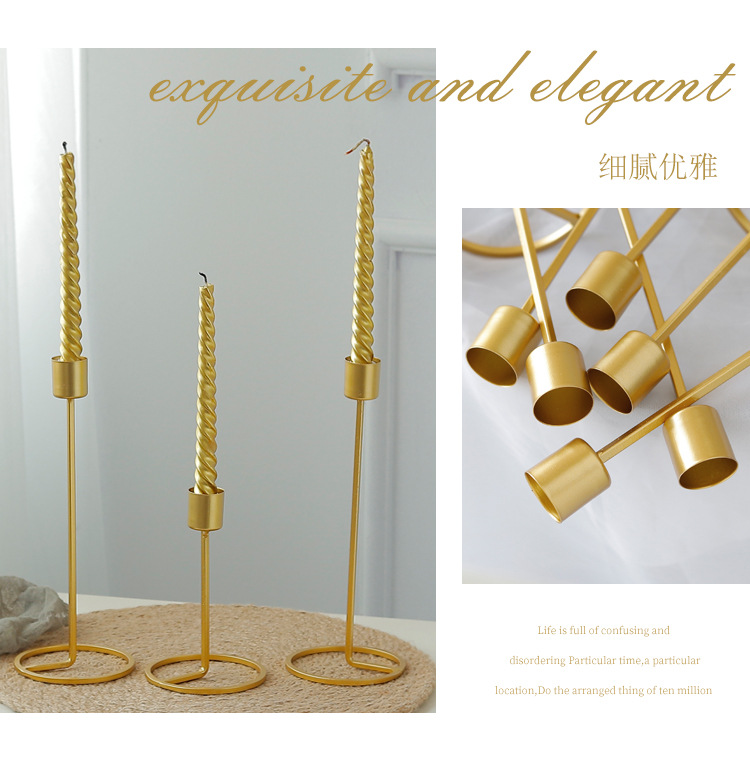 北欧铁艺烛台摆件金色蜡烛台欧式餐桌装饰品结婚礼物烛光晚餐道具详情25